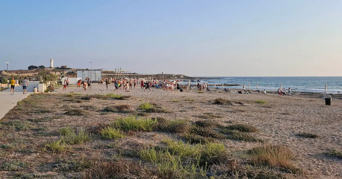 paphos coastal broadwalk lighthouse beach
