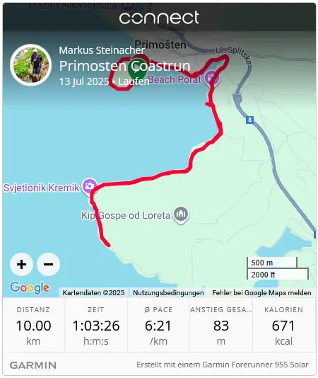 primosten coastrun garmin connect