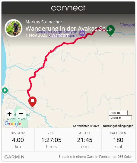 avakas schlucht wanderung